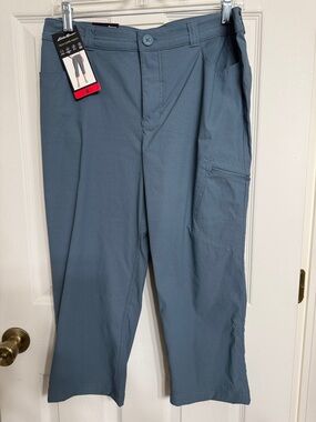 NWT Eddie Bauer 8 Women’s Slate Blue Performance Tech Capri Pants